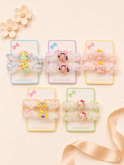 Ruffle Frill Kitty Scrunchie Set – Pack of 2