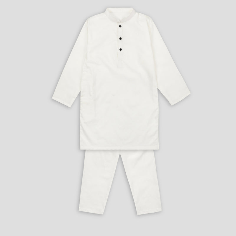 White Geometric Self Kurta & Matching Trouser