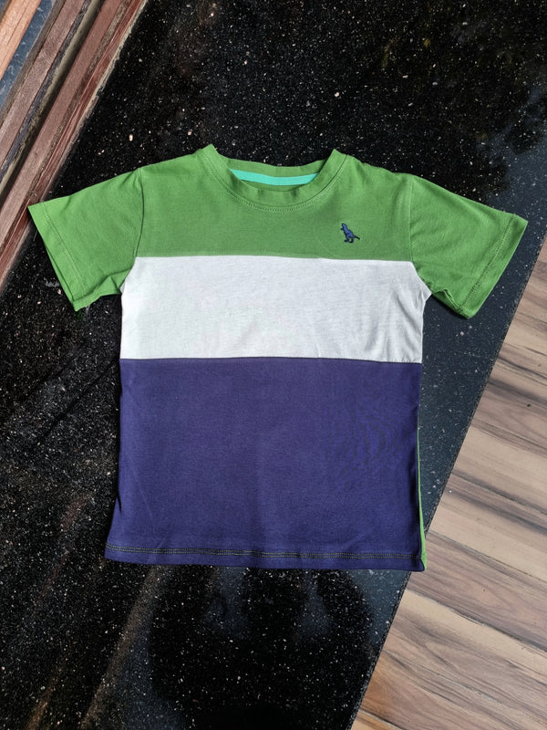 Green/Navy Panel Embroidery Tee