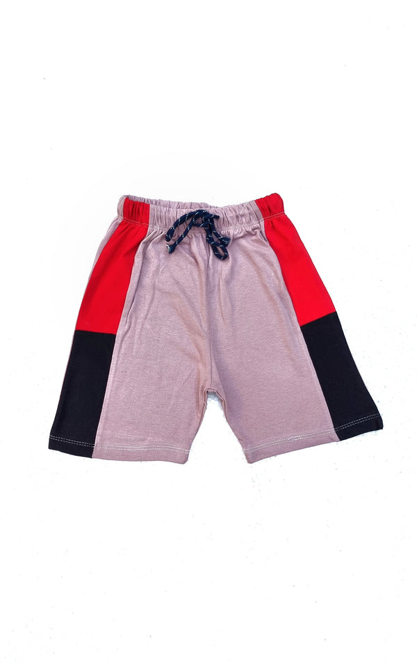 Red/Black Panel Blended Summer Short