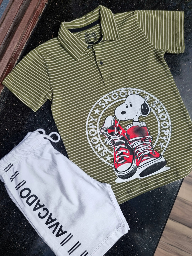 Snoopy Stripper Polo & White Avocado Short