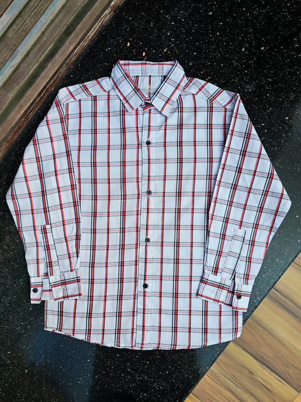 White/Red Check Full Sleeves Shirt