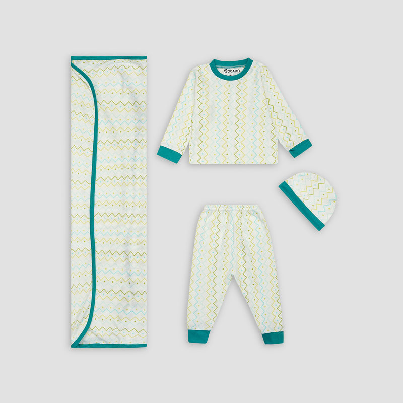 Zigzag Pattern Full Sleeves Shirt & Trouser 4 pcs