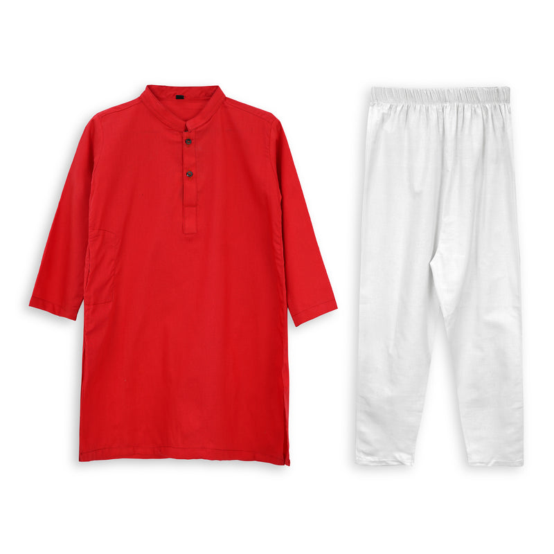 Red Kurta & White Trouser