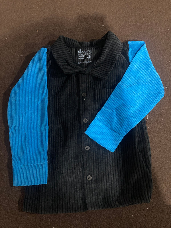 Stylish Blue & Black Corduroy Shirt
