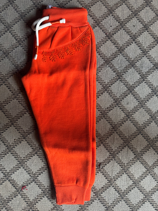 Orange Lace Fleece Trouser