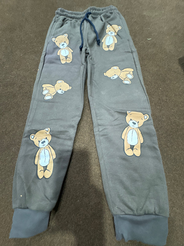 Cute Teddy Bear Printed Brown Fleece Trouser