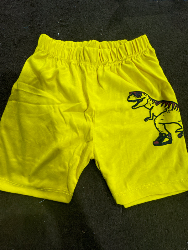 Yellow Dinosaur Print Blended Short