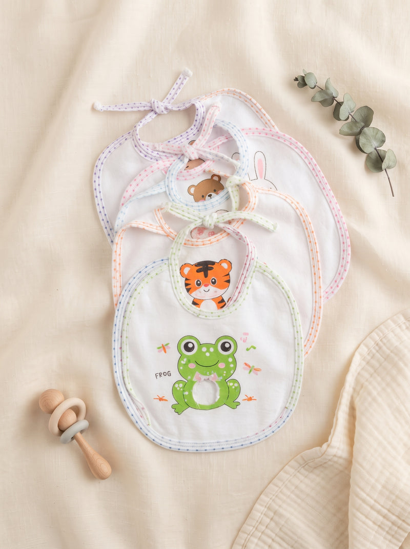 Kawaii Frog Tiger Baby Bib 6-Pack