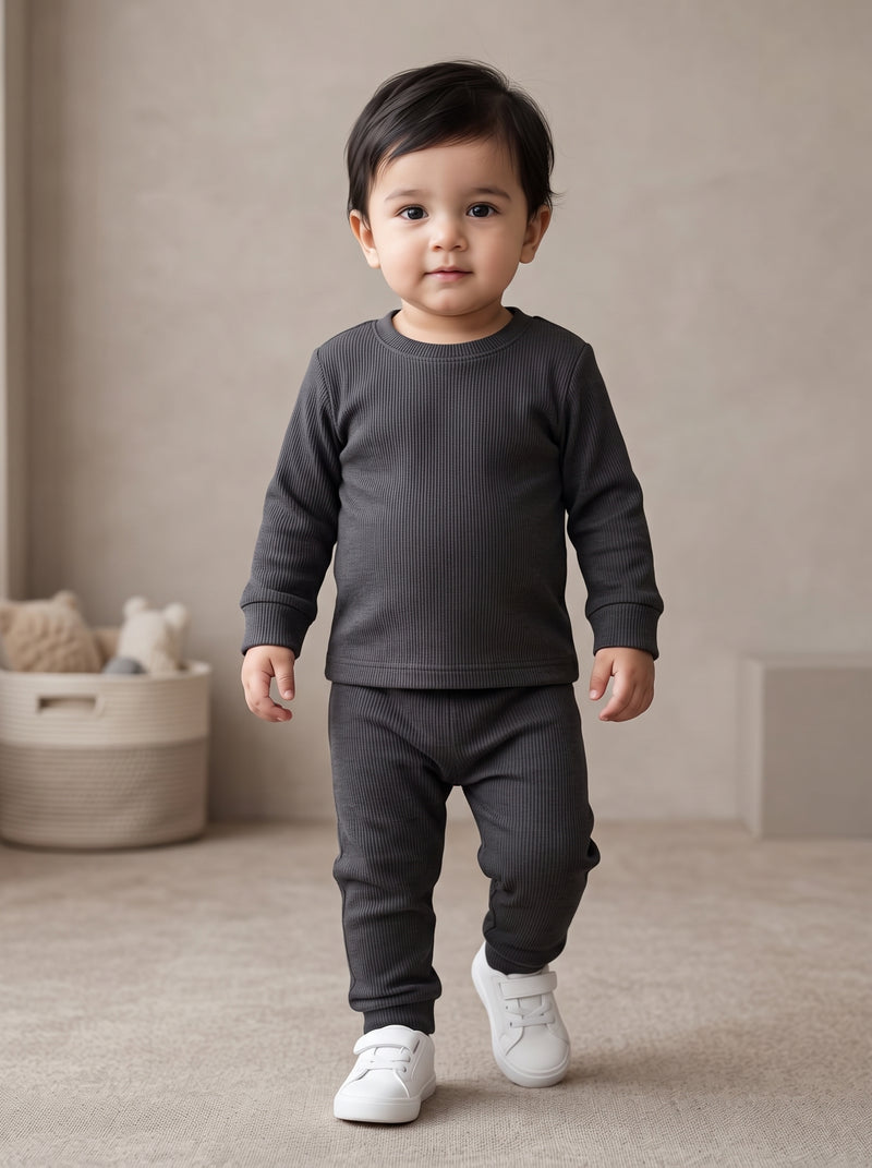 Charcoal Ribbed Inner Set Infant