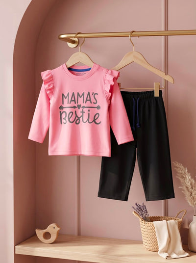 Mama’s Bestie Ruffle Sleeves Shirt & Trouser Infant