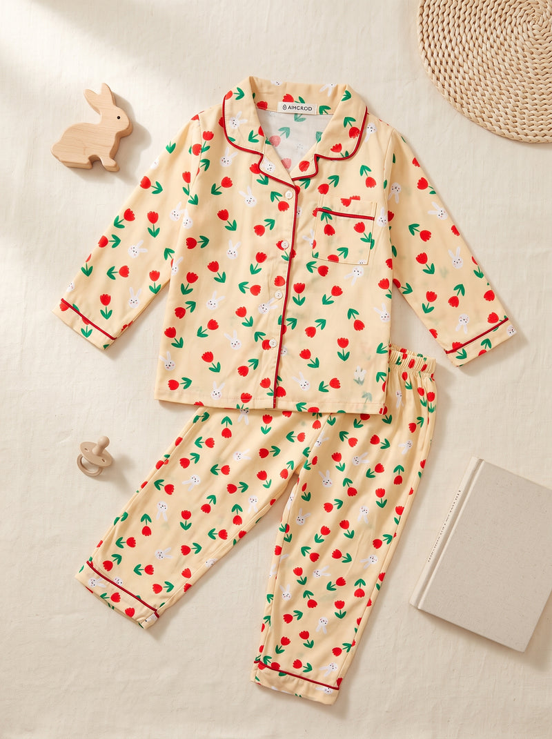 Red Tulip Printed Cotton Nightwear Set