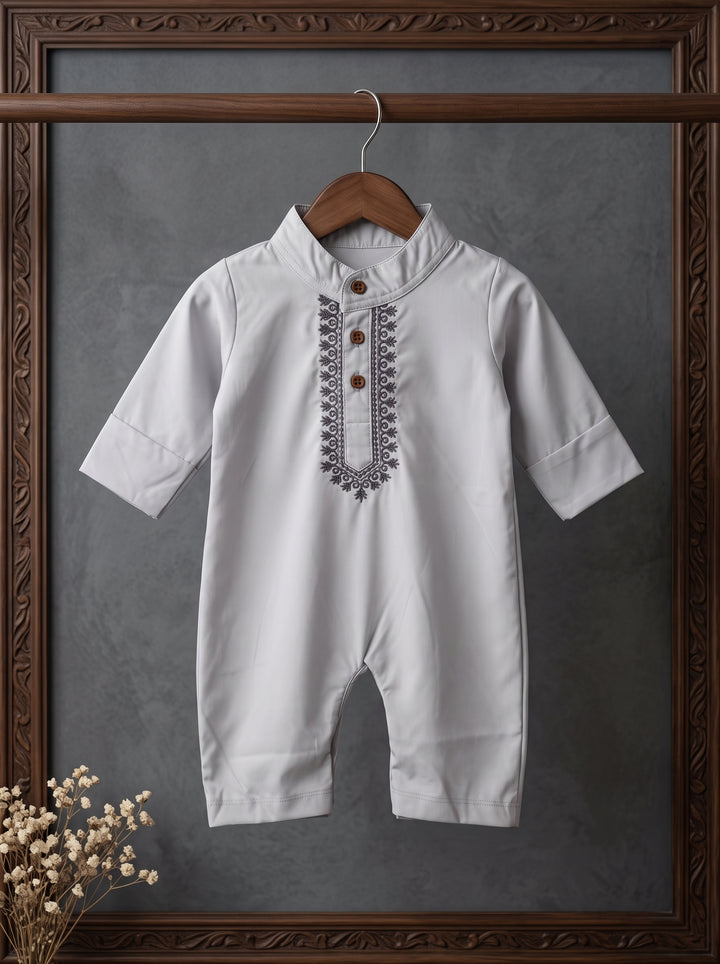 Light Grey Little Charm Embroidered Romper