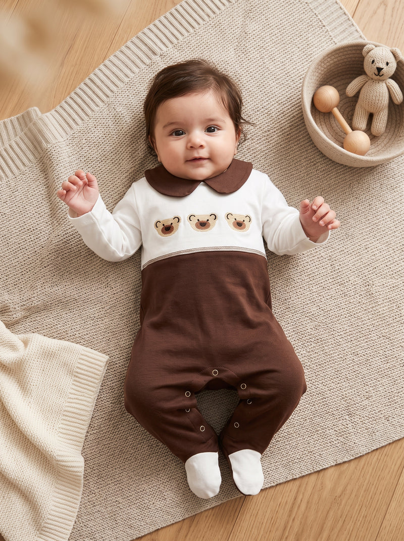Teddy Collar Footed Romper