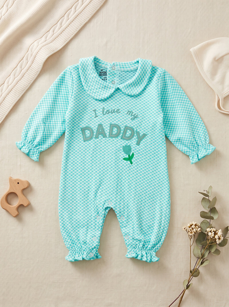 Daddy Embroidered Waffle Romper
