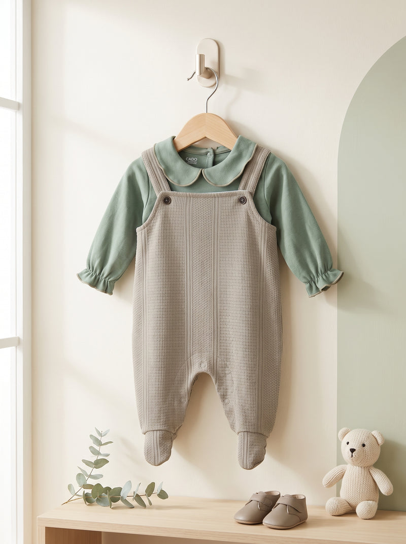 Corduroy Dungaree Footed Romper