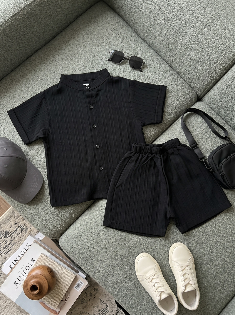 Black Linen Shirt & Short
