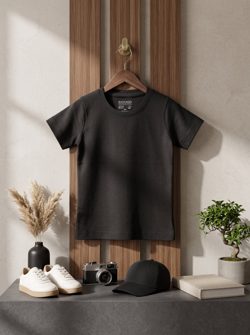 Jet Black Plain Basic Tee