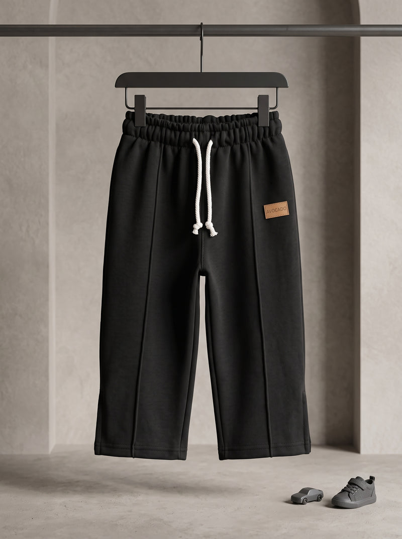 Avocado Signature Logo Black Fleece Straight Trouser