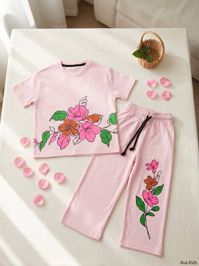 Blossom Breeze Drop Shoulder Tee & Straight Trouser