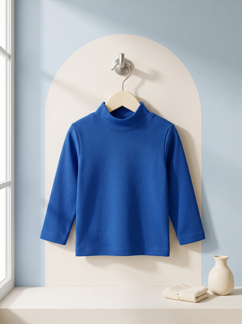 Classic Blue Mock Neck Top