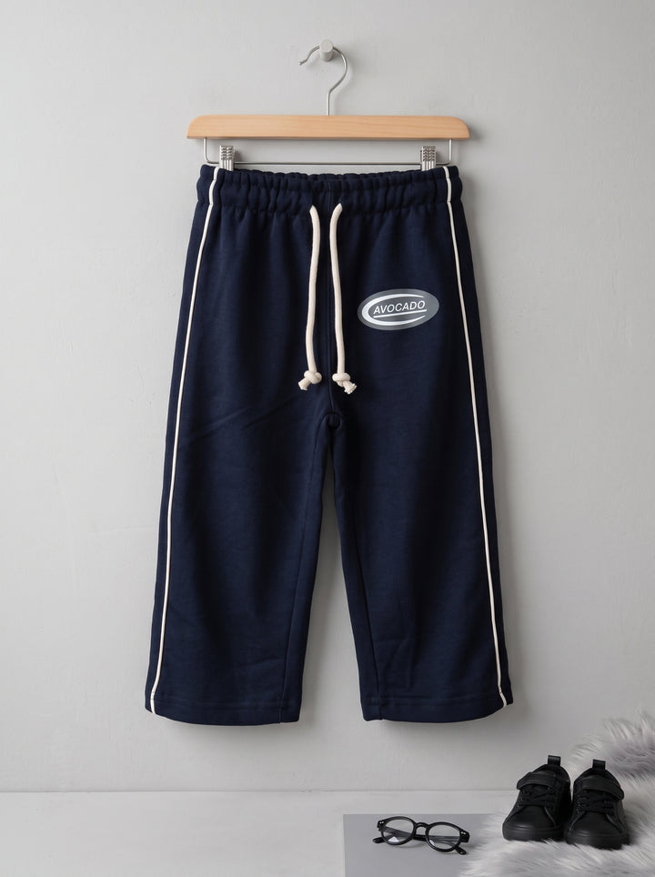 Dark Navy Avocado Oval Logo Piping Track Fleece Trouser