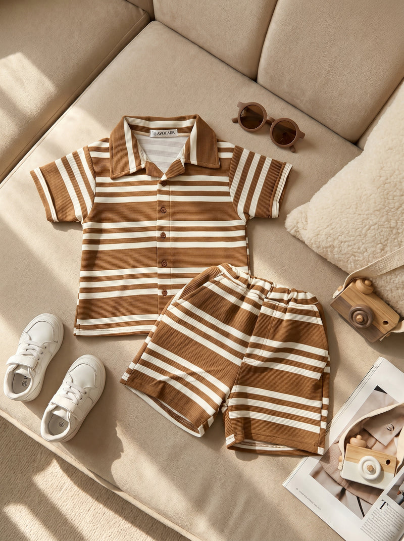 Caramel Brown Ribbed Shirt & Short