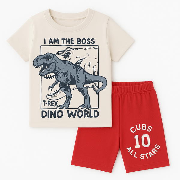 Dino Wolrd Tee & Cubs Star Blended Summer Short