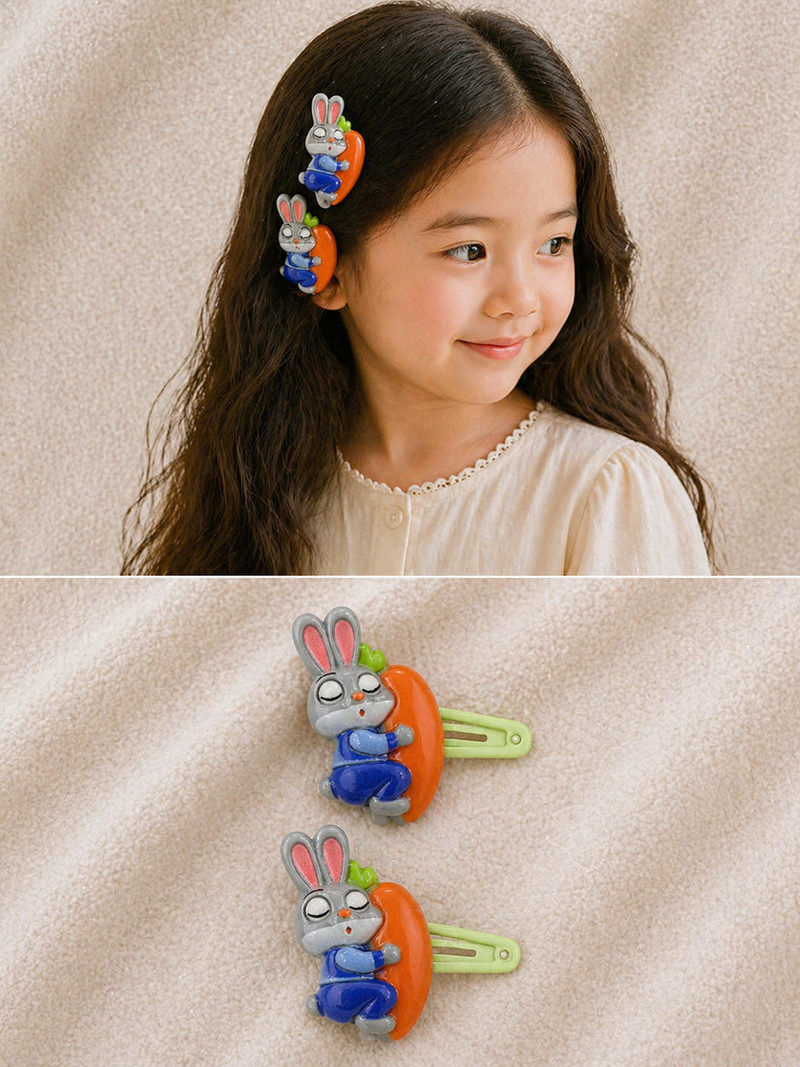 Bunny & Carrot Hair Clips (2pcs)