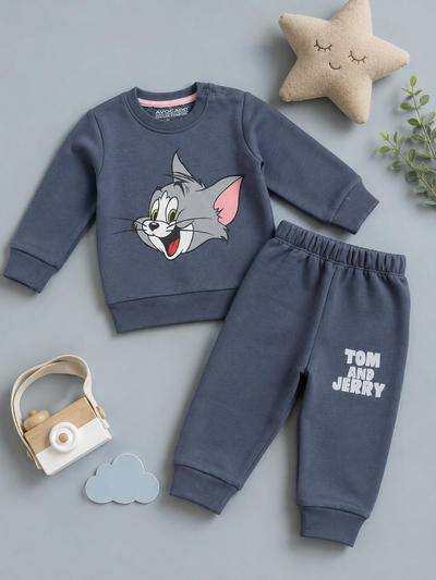 Grey Tom Jerry Fleece Sweatshirt & Trouser Infant