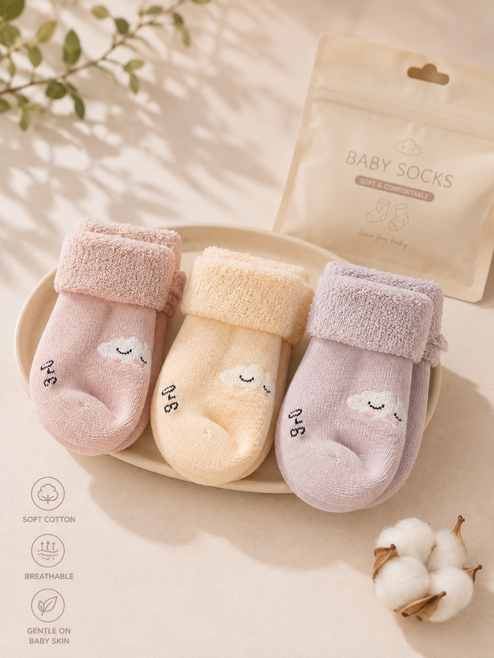 Soft Baby Bear Design Ankle Peach Socks 0-6 Months