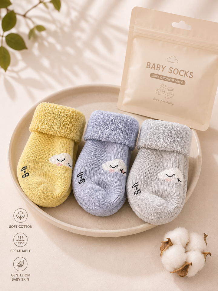Soft Baby Bear Design Ankle Grey Socks 0-6 Months