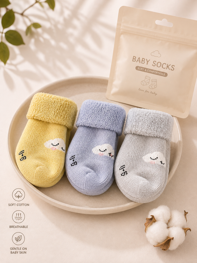Soft Baby Bear Design Ankle Grey Socks 0-6 Months
