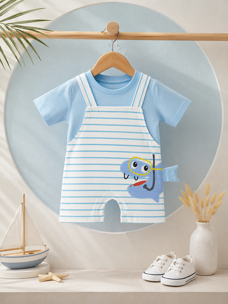 Striped Snorkel Character Dungaree Romper