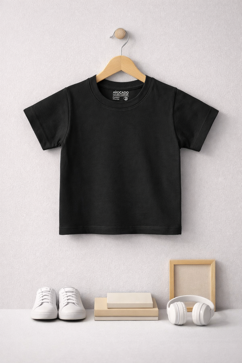 Black Plain Basic Tee