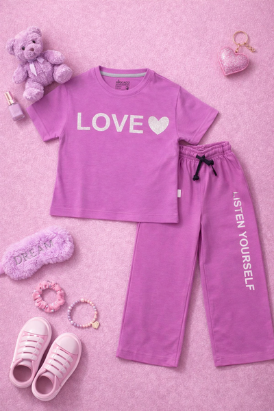 Love Sparkle Drop Shoulder Tee & Straight Trouser