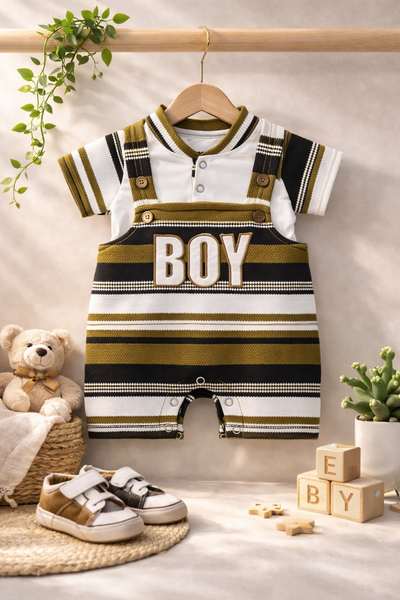 Striped Dungaree Romper