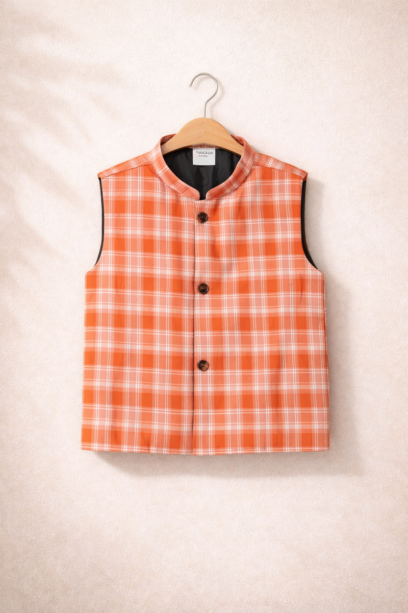 Orange Check Classic Waistcoat