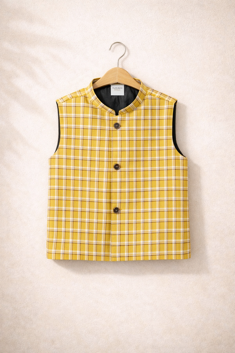 Yellow Check Classic Waistcoat