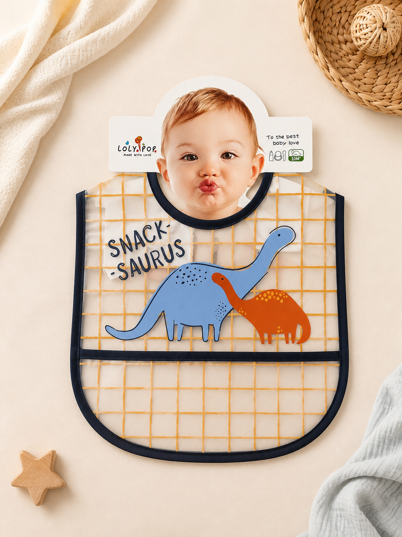 Snack-A-Saurus Waterproof Baby Bib