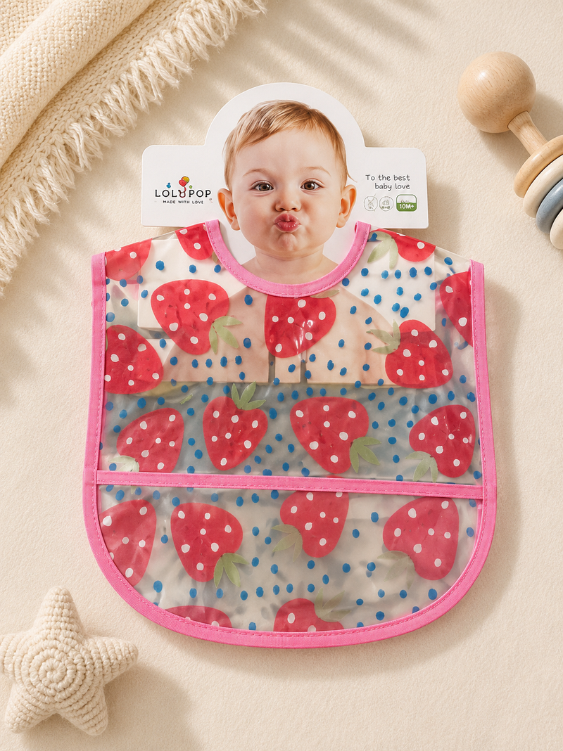Sweet Strawberry Waterproof Baby Bib