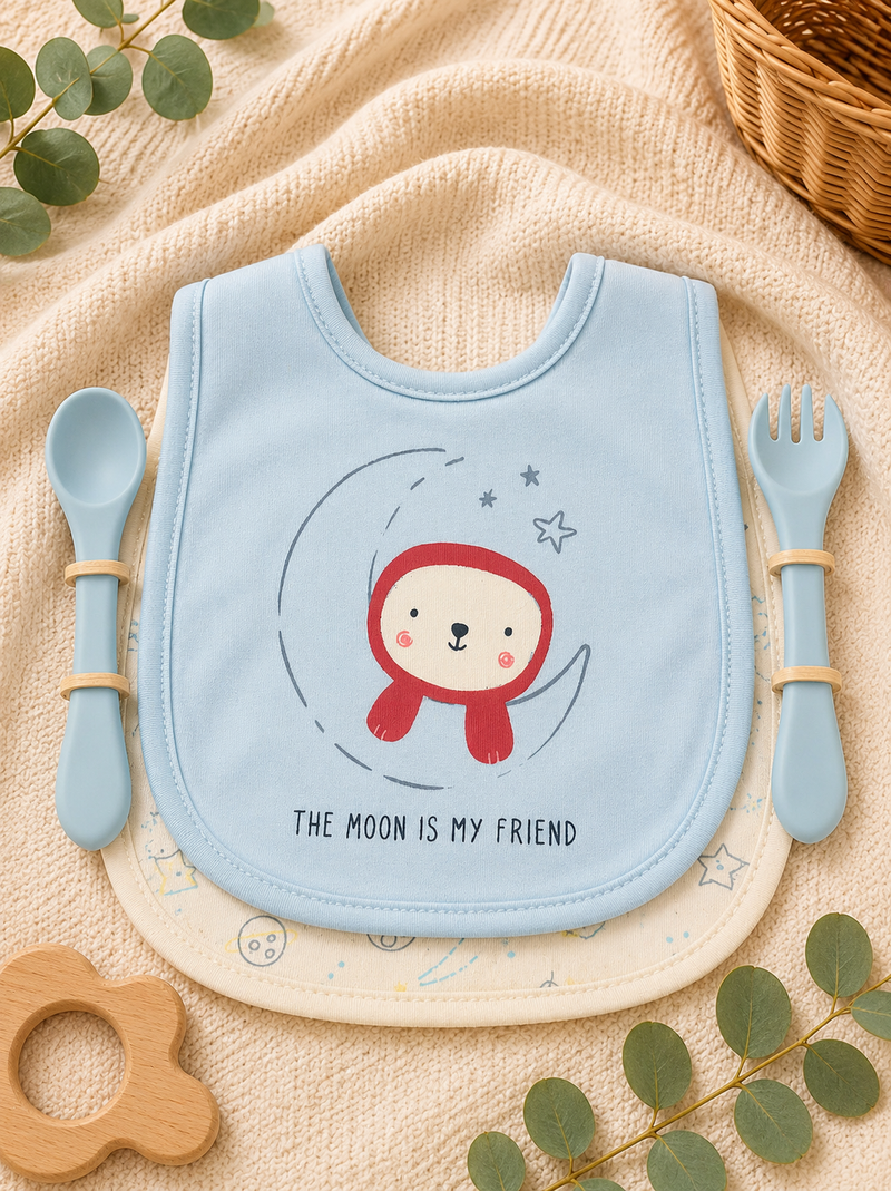 Moon Buddy Bib & Spoon Fork Set