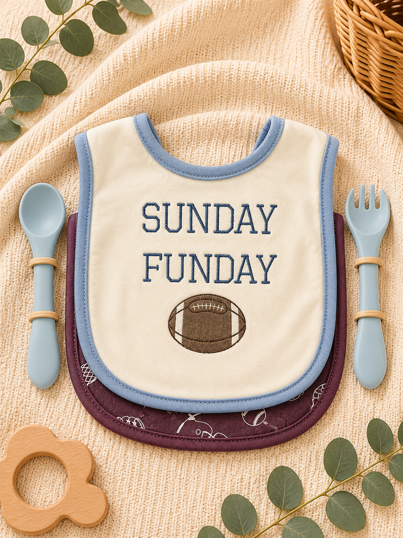Baby Sports Bib & Spoon Fork Set