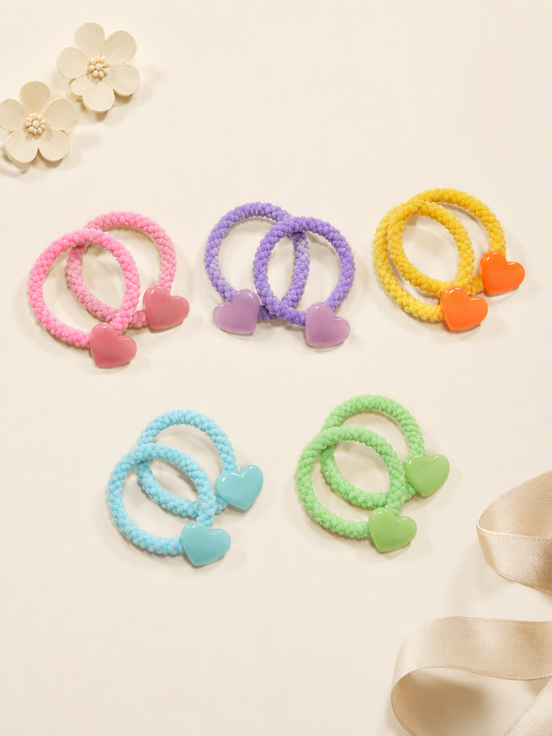 Candy Hearts Braided Hair Tie Set – Pack of 2
