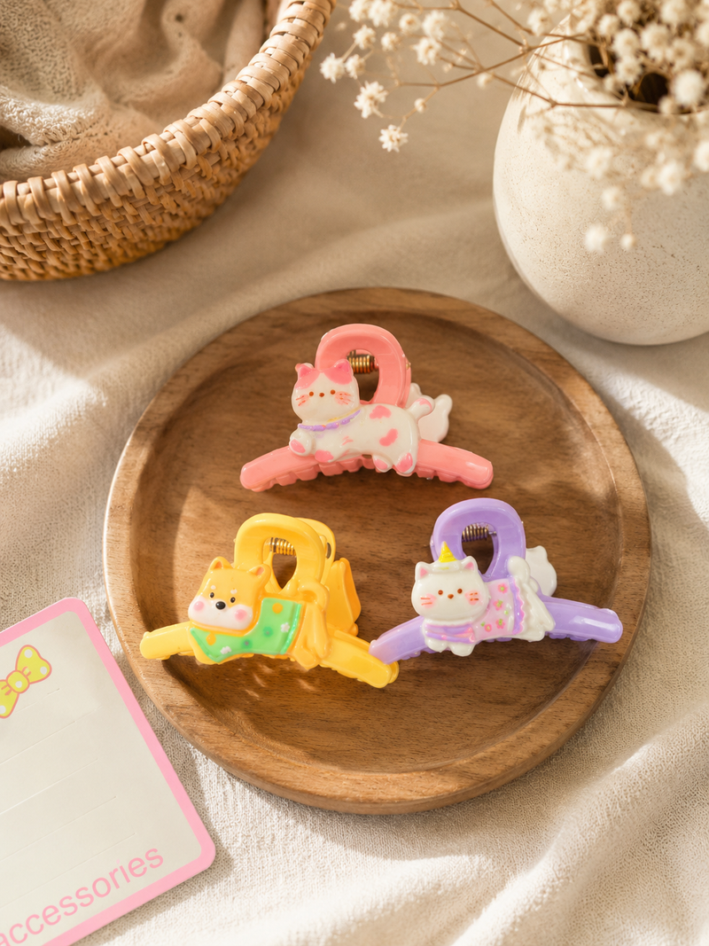 Kawaii Friends Mini Claw Clip Trio – Pack of 3