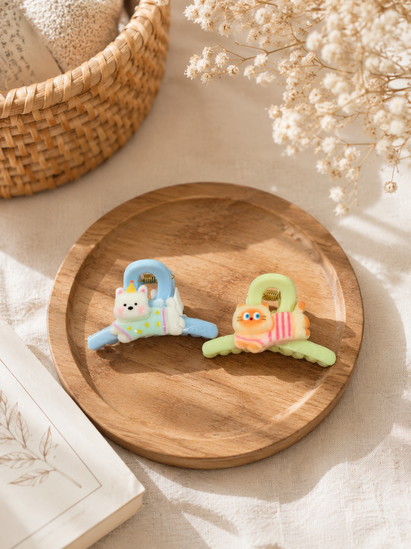 Teddy Friends Mini Claw Clip Duo – Pack of 2