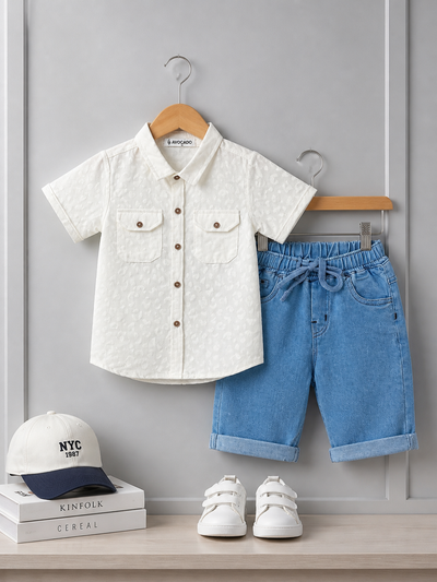 Jacquard Weave Shirt & Denim Short
