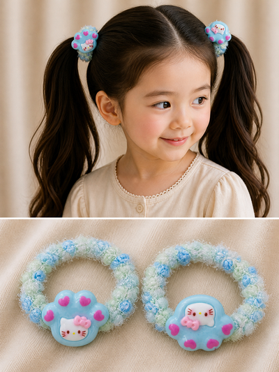 Fluffy Kitty Hair Ties (2 Pcs)