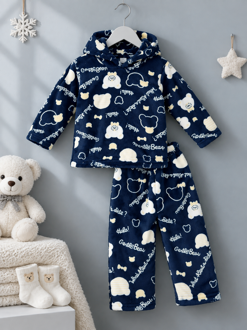 Cute Teddy Bear Winter Fleece Set
