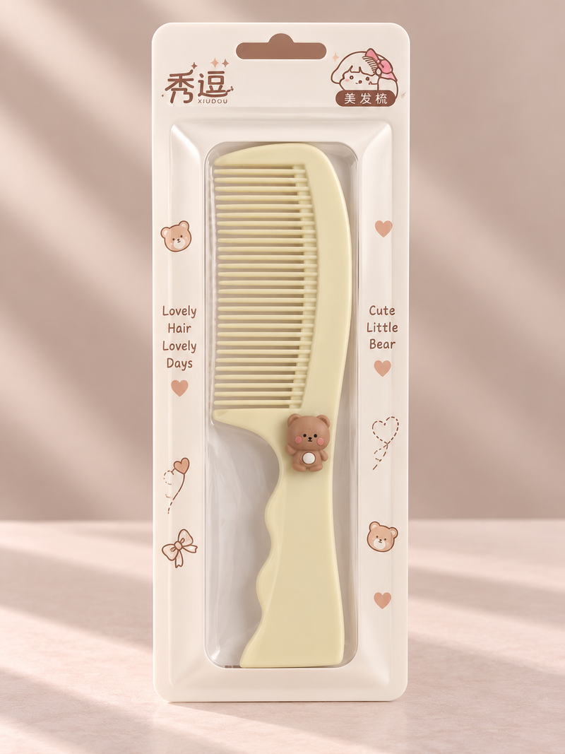 Teddy Charm Hair Comb Off White